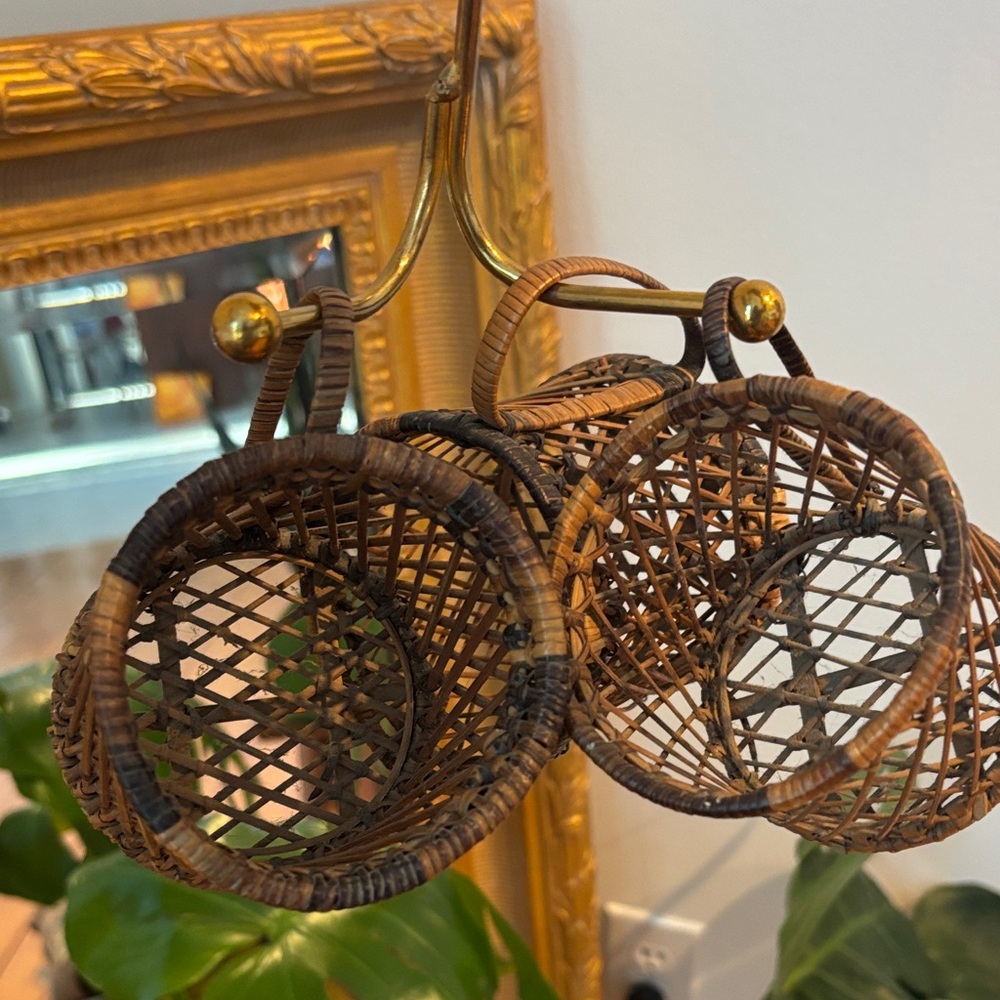 Vintage Rattan Wicker Brown cup glass holder - Picture 10 of 14